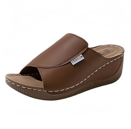 YIzdegg ortopediska sandaler damer sommar – sandaletter kilklack sandaler halkfria tofflor ultra komfort sommarskor bågestöd hälskor ergonomiska öppna tår utomhussandaler, kaki, 36