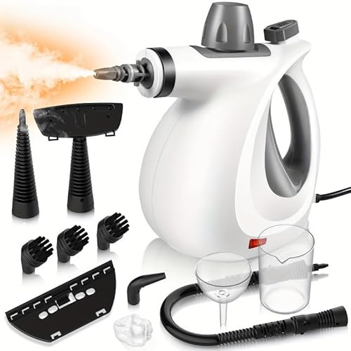 Limpiadora Profesional, Limpiadora, Limpiador a Vapor Portátil De 1050 W Con 9 Accesorios Para La Limpieza Del Hogar, Suelos, Tapicerías, Juntas, Azulejos Y Coches (A)