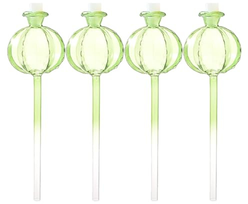MAGICLULU Lot de 4 Globes D'arrosage Automatiques en Verre Transparent, Forme Cactus, Système D'irrigation Pratique pour Plantes en Pot et Bonsaï, Distributeur d'eau pour Jardin Intérieur