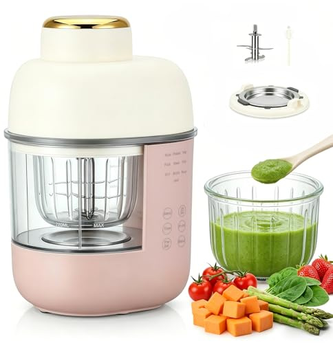 Baby Food Maker 5-in-1, 5 Stage Setting, Touchscreen, 6-12 Months | 33000 RPM Baby Food Processor Steamer Blender with Warmer Timer, Auto Cooking & Grinding, Baby Puree Maker