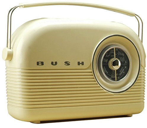 Logical Bush Retro DAB Radio - Cream with accompanying 3.5mm Audio Cable