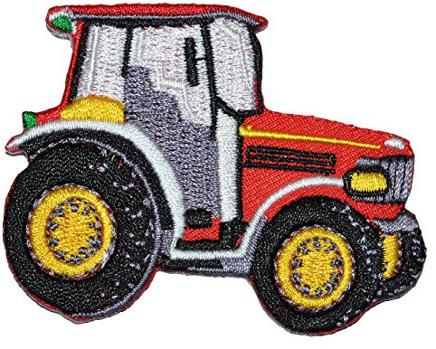 alles-meine.de GmbH Bügelbild - Traktor rot - 7 cm * 5,5 cm - Aufnäher Applikation - gestickter Flicken - für Jungen Kinder Bauernhof Auto Fahrzeug