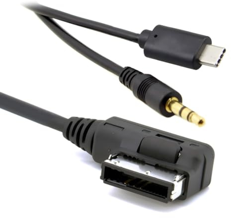 chenyang AMI auf USB C ＆ 3,5 mm Medien in AMI MDI auf USB C ＆ Stereo 3,5 mm Audio Aux Adapterkabel für Auto 2014 A4 A6 Q5 Q7