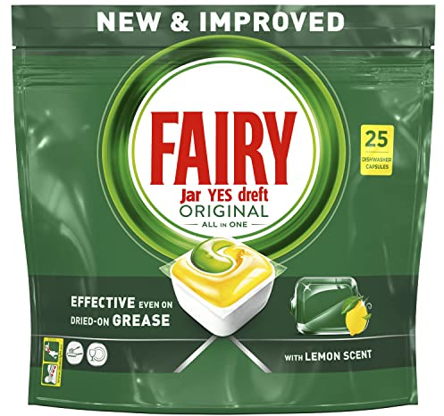 Fairy All-In-1 Dishwasher Tablets Bulk, 125 Tablets (25 x 5), Lemon Scent, Dish Washing Tabs