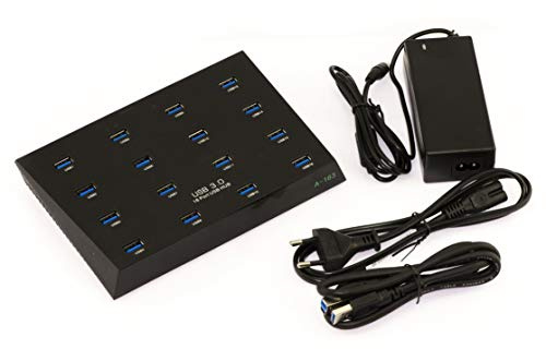 KALEA-INFORMATIQUE Estación de Carga y HUB USB 3, Tipo Industrial, USB 3.0 16 Puertos con Fuente de Alimentación de 5A