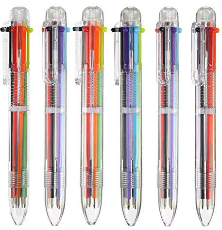 12 Stück 6-in-1 Retractable Rollerball Multicolor Stifte 6-Color Kugelschreiber für Büro Geschenk Mitgebsel