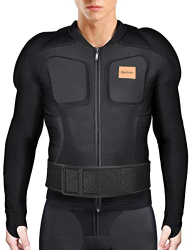 BenKen Skiing Body Short Protector Schutzausrüstung Pad mit Futter Motor Brust Schulter Rückenschutz verstellbare Jacke Damen Herren Obermaterial Gepolsterte (S, Lange Ärmel)