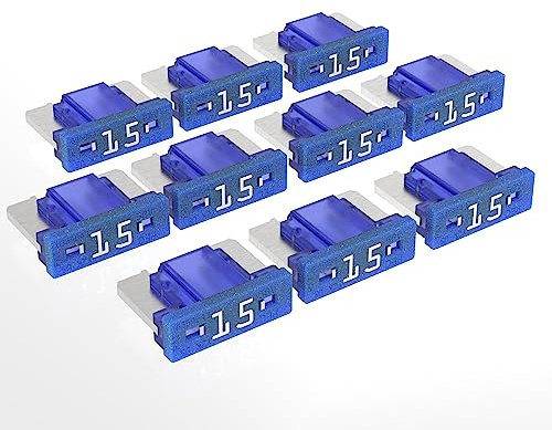 AUPROTEC Mini LP Kfz Flachstecksicherungen, 15A Ampere blau, 10 Stück | 12V-/58V-Fahrzeug-Elektrik, ISO 8820-10