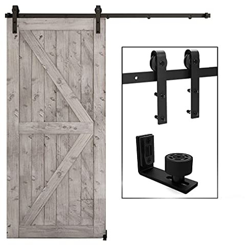 TSMST 5FT/152CM Sliding Door Track Barn Door Hardware Kit Closet Rail Roller Accessory Adjustable Floor Guide