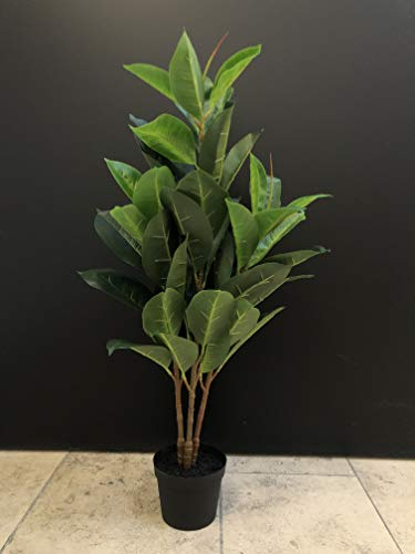 mucplants Ficus Elastica 70cm künstlicher Gummibaum Indischer Kautschukbaum Kunstbaum Kunstpflanzen Zimmerpflanze