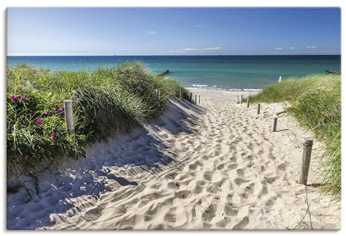 ARTLAND Wanddeko Leinwand Bilder Wandbild 60x40 cm Landschaftsbilder Ostsee Strand Küste Dünen Gräser Meer U2IX