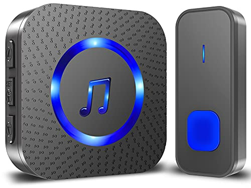 SURFOU Multi-Room Wireless Doorbell-1300ft Long Range Waterproof Kit, 55 Chimes with LED Flash, 1 Push Button & 1 Plugin Receiver