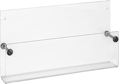 ogoPLUS DIN A6 Wandprospekthalter (Acrylglas) im Querformat, Prospektständer, Prospekthalter, Flyer-Ständer, Flyerhalter, Prospektbox glasklar, Aufsteller, Werbung, Wandmontage