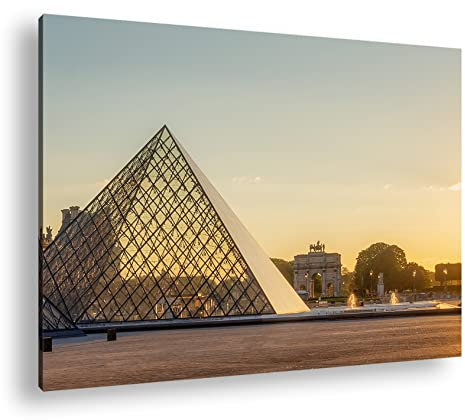 deyoli Jalousie Museums Pyramide Format: 120x80 als Leinwandbild, Motiv fertig gerahmt auf Echtholzrahmen, Hochwertiger Digitaldruck, Kein Poster oder Plakat