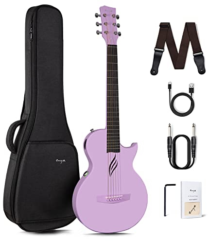 Enya Akustik Elektrische Gitarre Set - Kohlefaser 35 Zoll Nova Go SP1 Guitar für Kinder Erwachsene Anfänger Starter Kit mit Smart AcousticPlus Tonabnehmer Bass Westerngitarre Reise Festival Geschenke