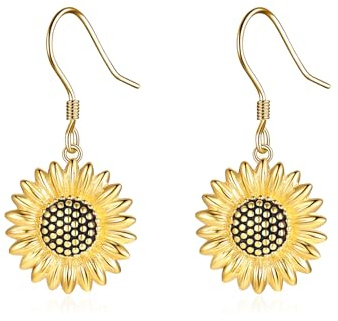 Sonnenblume Tropfen Ohrringe 925 Sterling Silber Sonnenschein Ohrring Hypoallergen Schmuck für Frauen Mädchen Damen