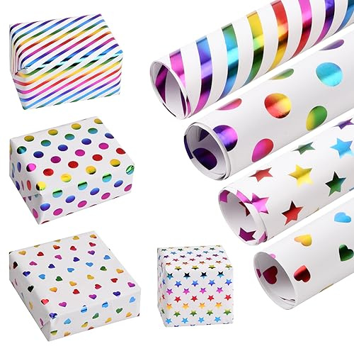 Geschenkpapier Geburtstagspapier Kraftpapier Geschenkverpackung für Geburtstag Papier für Geschenke Mädchen Junge Schule Kinder (D)