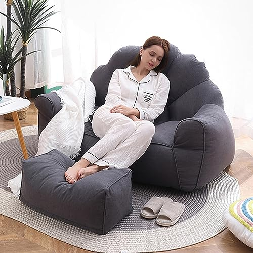 ShEyle Sitzsack Gaming Bezug, Bean Bag Chair önhe Füllung für Erwachsene, Riesen-Sitzsacksofa für Zwei Personen, Muschelform Hoher Rücken 134x71x90cm,Dark Gray