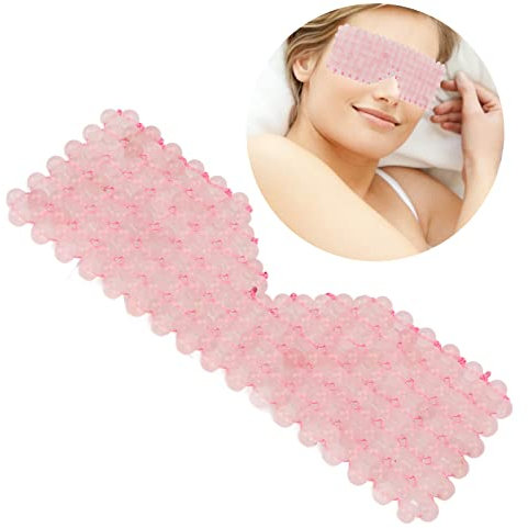 Maschera per gli Occhi Al Quarzo Rosa, Maschera per gli Occhi in Giada Rinfrescante con Design a Perline multiple. Squisita Fattura, Riduce il Gonfiore, Migliora le Occhiaie,