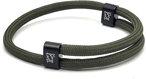 KAROO EARTH JEWELLERY Unisex Rope Bracelet | Adjustable Paracord Durable Waterproof | Nautical Braided Surfer (Army Green)