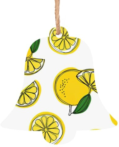 Campanas de madera con estampado de frutas de limón, decoración colgante para árbol de Navidad, para fiestas, bodas, decoración del hogar de Navidad
