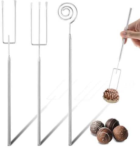 EUIOOVM Juego de 3 Tenedores para Fondue, Tenedores de Fondue de Acero Inoxidable, Tenedor de Chocolate, Tenedor para Mojar Chocolate de Acero Inoxidable para Fondue de Queso Frutas Asados Malvaviscos