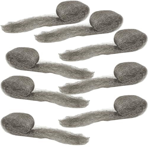 GBACHOOSE 8 Pack Steel Wool Mice, 23m Steel Wire Wool Rats Roll, Coarse Wire Wool Gaps Blocker for Removing Paint, Varnish, Rust Can Stop Rats, Insect and Pest (2.9m/Roll) x 8