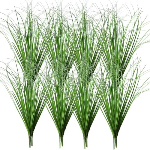 YXYQR Confezione da 24 piante artificiali, arbusti di cipolla verde, foglie di erba di grano verde, per casa, ufficio, soggiorno, interni ed esterni, giardinaggio, vaso decorativo