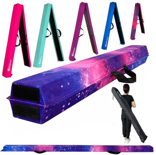 MARFULA Faltbarer Gymnastikbalken, Schaumstoff-Balken, extra fest, Wildlederbezug, rutschfeste Unterseite mit Tragetasche, für Kinder/Erwachsene, Heimgebrauch