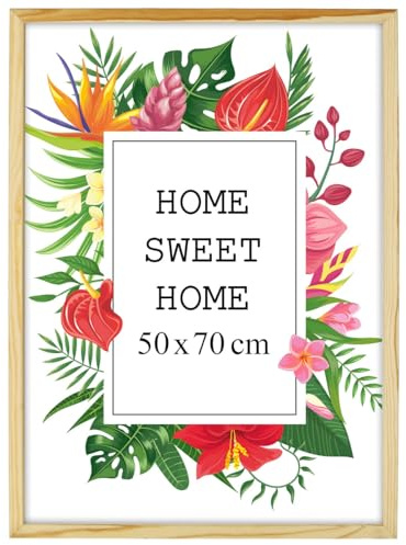MG Design Natural Bilderrahmen 50 x 70 cm – Aus echtem Holz mit Acrylglas, zum Aufhängen & Aufstellen, für Fotos, Poster & Puzzle