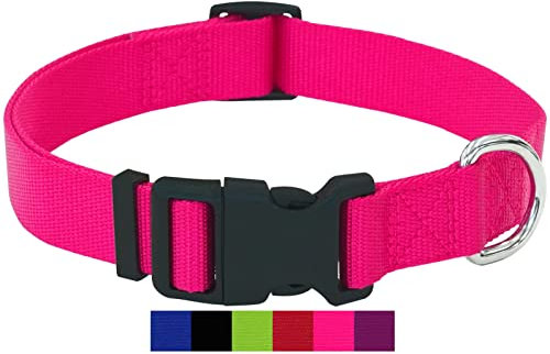 DEY - Premium Hundehalsband Nylon | Verstellbar | für Kleine u. Große Hunde | viele Farben u. Größen | Hund Katze Welpe | Hunde-Halsbänder | Katzen-Halsband | Welpen-Halsband | Pink Rosa, XS
