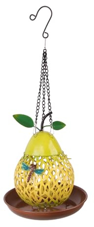Dehner Natura Futterstelle Pera für Wildvögel, inkl. Aufhängevorrichtung, Ø 18.5 cm, Höhe 43 cm, Metall, gelb