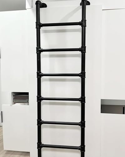 SAFWELAU Metallschrittaufstiegsleiter Stufenleiter Metall-Kellerfenster-Brunnen-Fluchtleiter, 100 120 140 160 180 190 200 cm Wohnmobilleiter aus schmiedeeisernem Rohr(4.2FT/128cm/50.4IN)