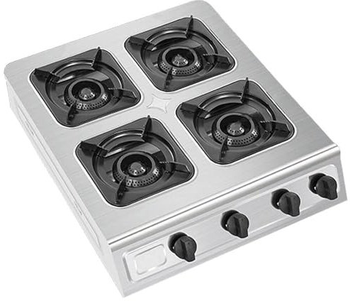 MVXBICIA Réchaud à gaz commercial à 4 trous – Réchaud à gaz robuste avec brûleur en fonte GPL pour une cuisson efficace