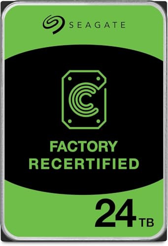 Seagate Exos X24 24TB Enterprise Hard Drive HDD SATA 6Gb/s 512MB Cache 7200 RPM 512e CMR Helium Sealed 3.5in Hard Drive ST24000NM000H (Renewed)