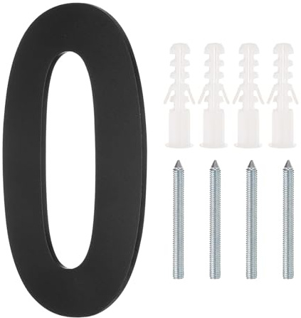 sourcing map 12 Inch Floating House Number, Stainless Steel Metal Modern House Number for Outside Address Sign for House with Nail Kit for Mailbox Yard Home Front Door (Number 0, Matte Black)