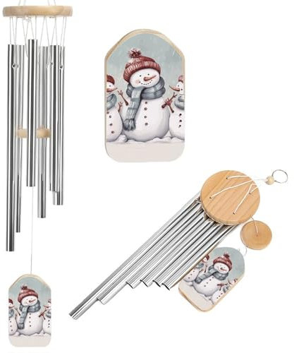Winter-Schneemann-Windspiel für draußen, einzigartige Aluminiumrohre, Gedenk-Windglocke, groß, tiefer Ton, Windspiel für Terrasse, Garten, Dekoration, Geschenk für Mutter, Frauen, Nachbarn