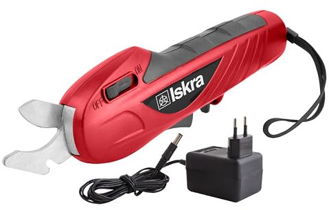 Iskra elektrische Gartenschere, Akku Astschere, 1,3Ah Lithium-ionen Akku für 1000 Schnitte/Ladung, 16 mm Schnittbreite, 1,2 Sekunden/Schnitt, mit Ladegerät
