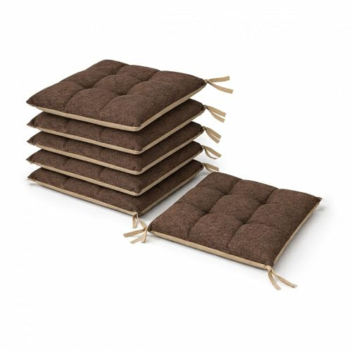 Leonardo Home - set 6 cuscini sedia da cucina double face, cuscino 4 punti con lacci imbottito - cuscini coprisedia da cucina - 100% Made in Italy