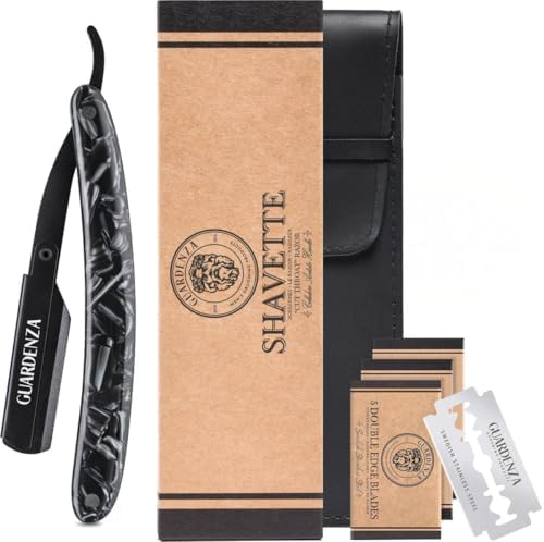 Guardenza Rasiermesser Herren | Shavette Schwarz, 30 Klingen und Etui