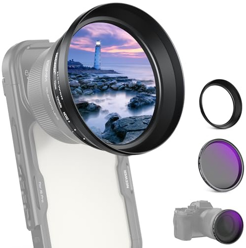 NEEWER 72mm Filtre ND Variable avec Pare-Soleil 77mm, Filtre à Densité Neutre Réglable ND2-32 1-5 Arrêts pour Téléobjectif de Téléphone NEEWER 85mm et Objectif d'Appareil Photo 72mm, FL-99