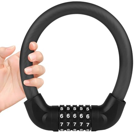 1 Pack Heavy Duty Bike Lock with 5-Digit Combination, Weatherproof Cable Bicycle Lock for Scooter Pram Mountain Bike and Motorcycle (Black)