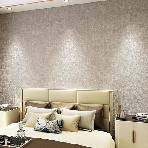 Pamatio Tapete Vliestapete Heller Braun Betonoptik für Wohnzimmer Schlafzimmer – Leicht Metallic Glanz tapeten in Zementoptik, Moderne Industrial Wand Wallpaper – 9,5 x 0,53 m