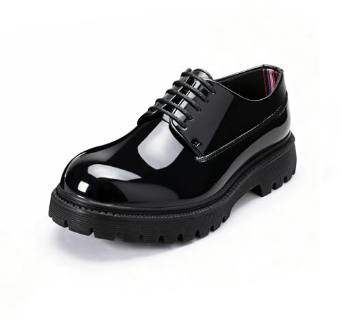 Allthemen Derby Lacets Homme Chaussures Villes en Cuir Verni Oxford Costume