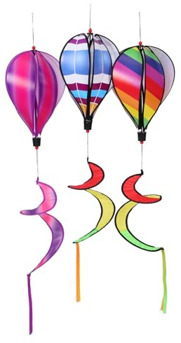 BESPORTBLE 3 pièces Décorations Jardin Montgolfières Suspendues Colorées Moulin à Vent Rotatif pour Extérieur Fête