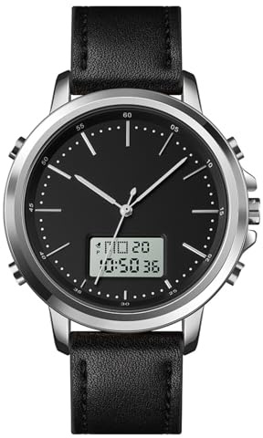 Aumotop Minimalistische Digitaluhr mit LED-Hintergrundbeleuchtung und Wecker für Herren, Elektronische Armbanduhr mit Lederarmband für den Täglichen Gebrauch
