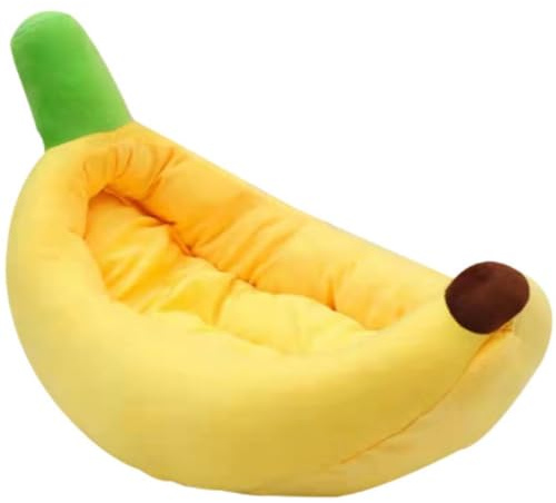 Tikwisdom Cama de 50 cm de longitud con forma de plátano para mascotas, para perro, gato, bonita cama de plátano para perro, gato, autocalentable, suministros para mascotas para cachorros y gatitos