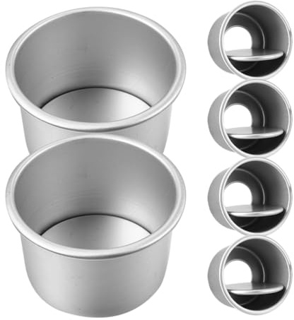 Mikikit 6 piezas Molde Redondo para Pastel Aluminio Ligero con Base Desmontable Apto para Tartas Individuales y Repostería Casera Fácil Limpieza y Diseño Práctico