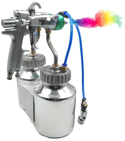 Pulverizador de pintura neumático de doble cabezal con boquilla de 1,3 mm y capacidad de 1000 ml para acabados suaves