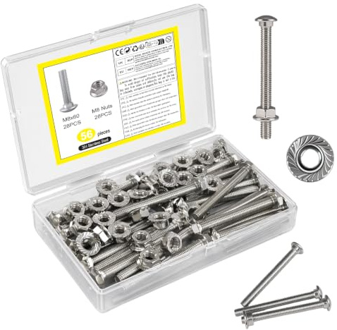 28 Pzs Tornillos de Cabeza Redonda Plana M6 x 60 mm